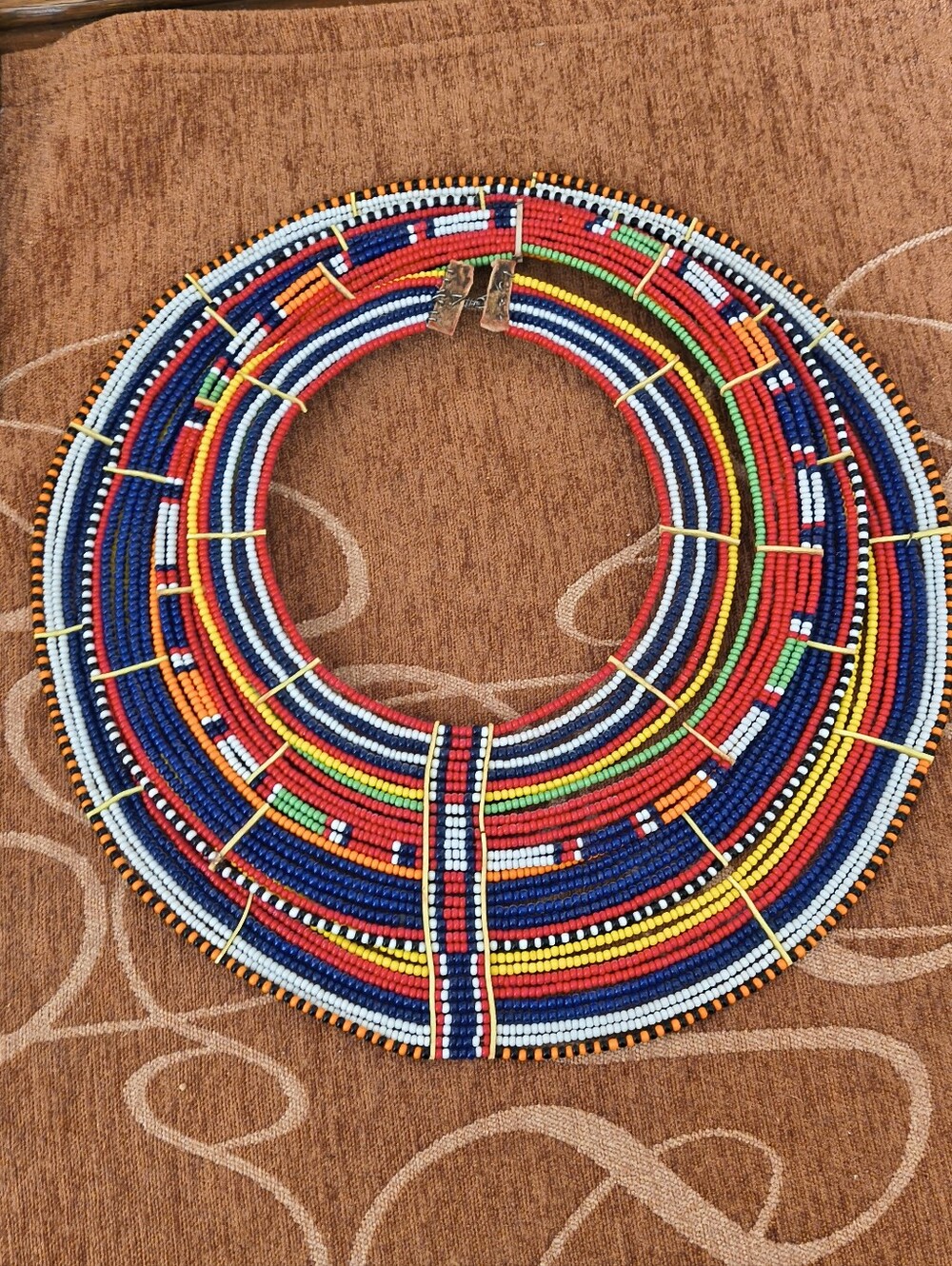 Vtg Authentic Handmade Maasai Collar 4 Tiered Necklace Wedding Ceremonial
